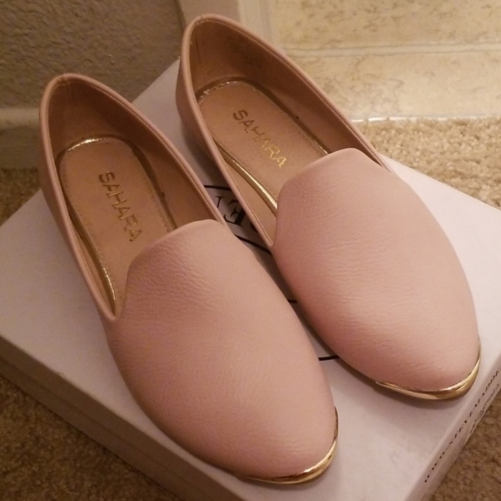 Soft pink leather loafers